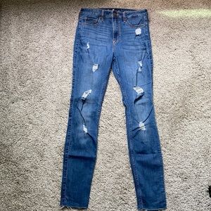 High rise super skinny medium wash blue jeans